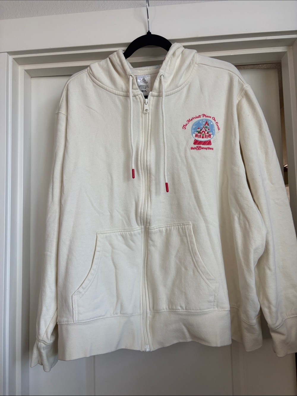 Disney Cream Sweatshirt with Pink and Blue Snow Globe Embroidery